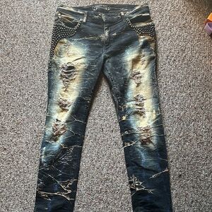 Robin's Jean Black and Gold Studded Skinny Jeans